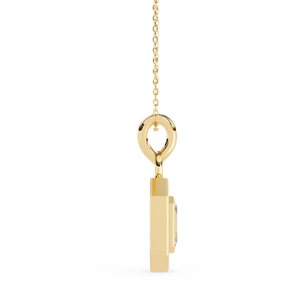 0.90 CTW Emerald-Cut Halo Lab-Grown Diamond Pendant Necklace in 14K Gold & Platinum