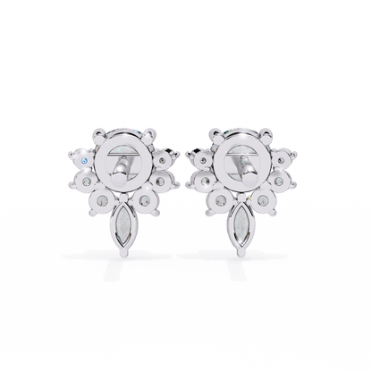 0.68 CTW Round & Marquise Lab-Grown Diamond Floral Accent Stud Earrings in 14K Gold