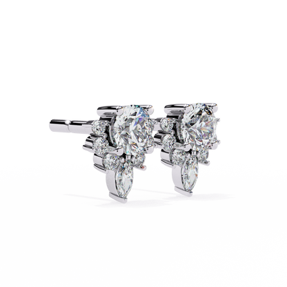 0.68 CTW Round & Marquise Lab-Grown Diamond Floral Accent Stud Earrings in 14K Gold