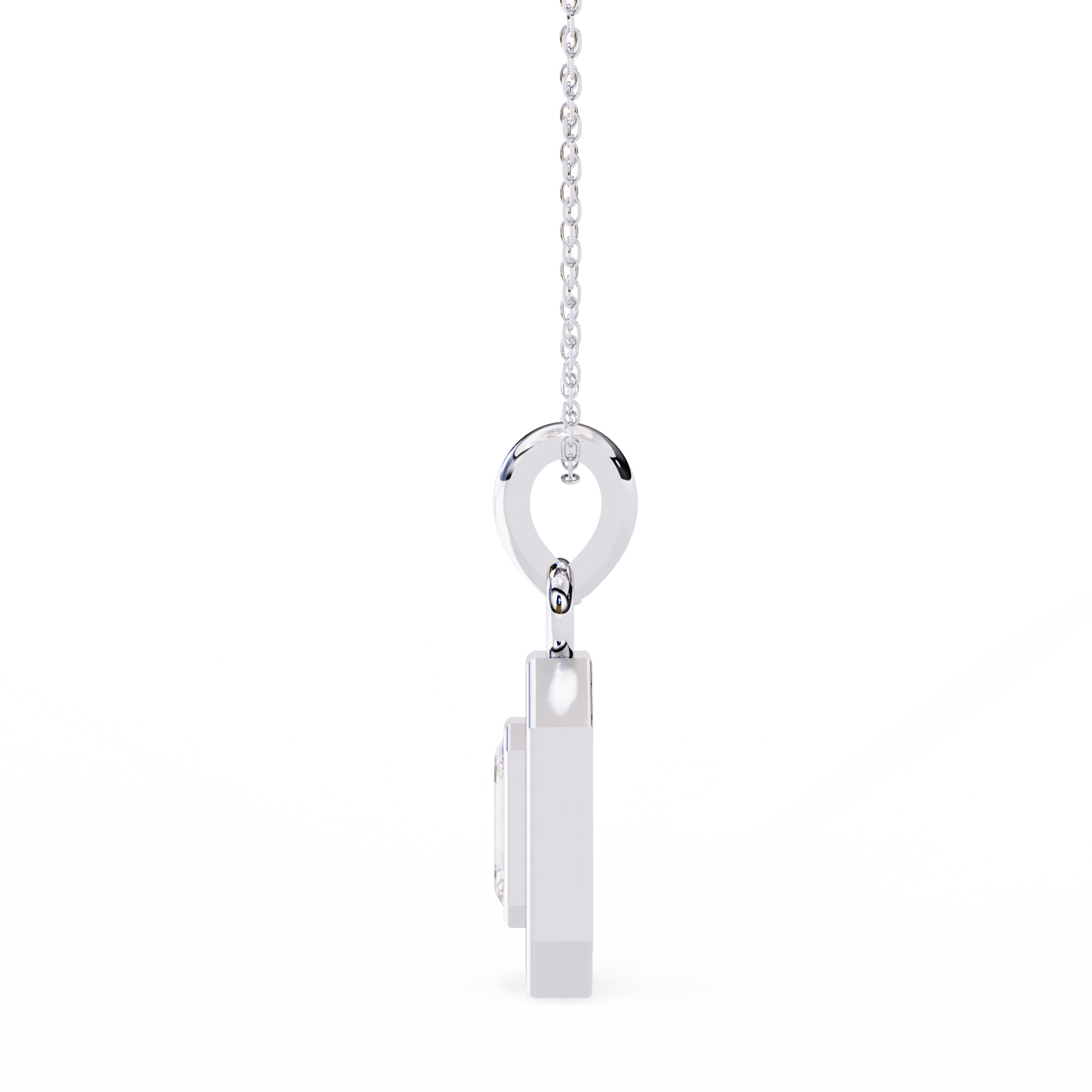 0.90 CTW Emerald-Cut Halo Lab-Grown Diamond Pendant Necklace in 14K Gold & Platinum
