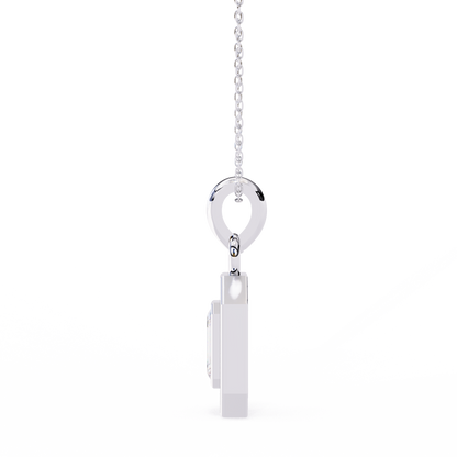 0.90 CTW Emerald-Cut Halo Lab-Grown Diamond Pendant Necklace in 14K Gold & Platinum