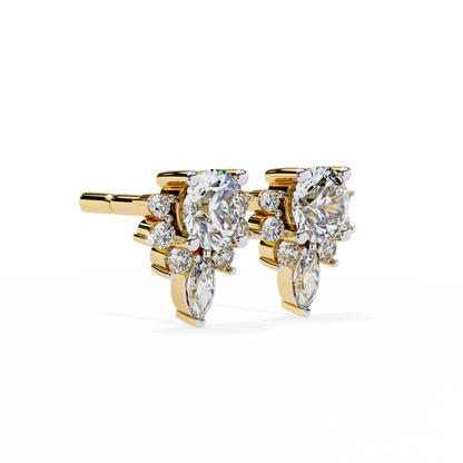 0.68 CTW Round & Marquise Lab-Grown Diamond Floral Accent Stud Earrings in 14K Gold
