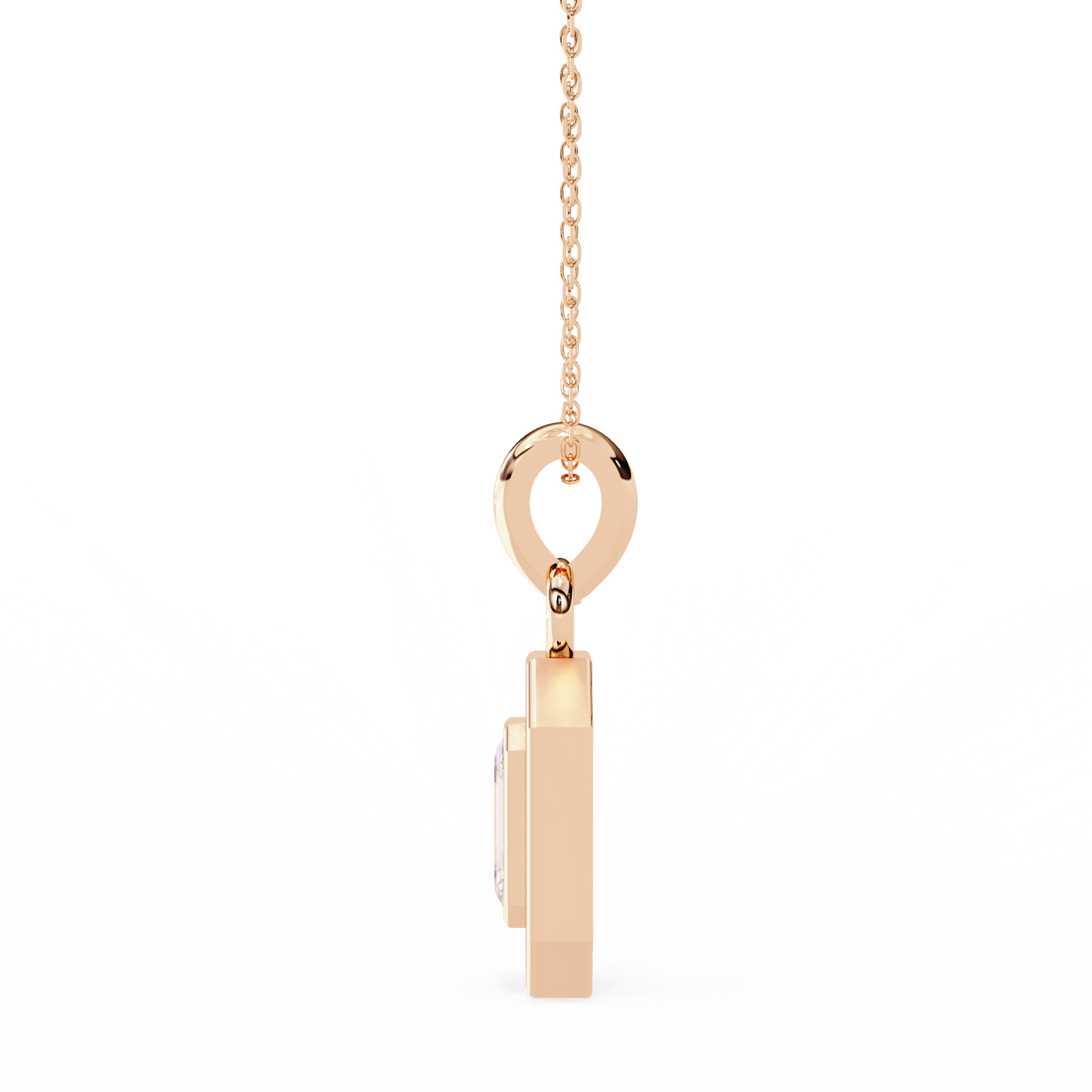 0.90 CTW Emerald-Cut Halo Lab-Grown Diamond Pendant Necklace in 14K Gold & Platinum