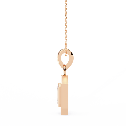 0.90 CTW Emerald-Cut Halo Lab-Grown Diamond Pendant Necklace in 14K Gold & Platinum