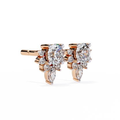 0.68 CTW Round & Marquise Lab-Grown Diamond Floral Accent Stud Earrings in 14K Gold