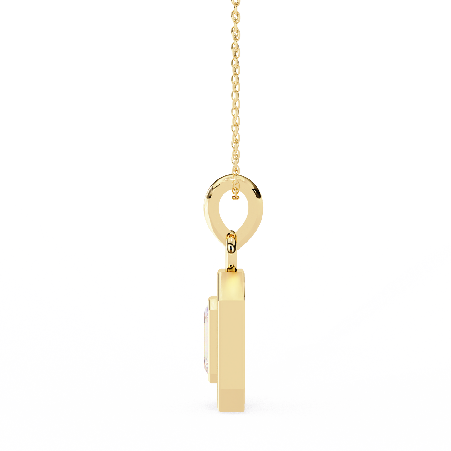 0.90 CTW Emerald-Cut Halo Lab-Grown Diamond Pendant Necklace in 14K Gold & Platinum