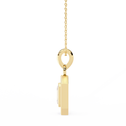 0.90 CTW Emerald-Cut Halo Lab-Grown Diamond Pendant Necklace in 14K Gold & Platinum
