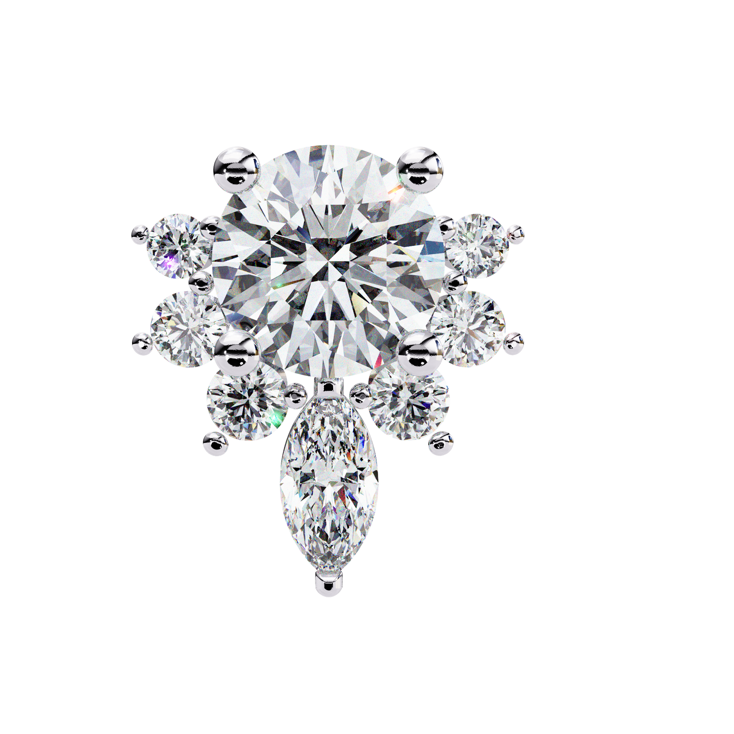 0.68 CTW Round & Marquise Lab-Grown Diamond Floral Accent Stud Earrings in 14K Gold