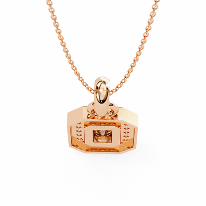 0.90 CTW Emerald-Cut Halo Lab-Grown Diamond Pendant Necklace in 14K Gold & Platinum