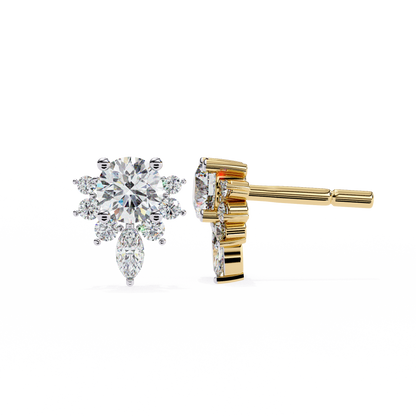 0.68 CTW Round & Marquise Lab-Grown Diamond Floral Accent Stud Earrings in 14K Gold