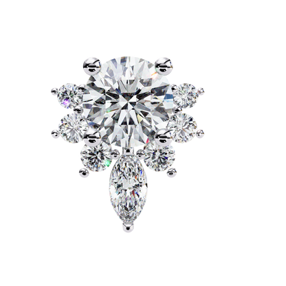 0.68 CTW Round & Marquise Lab-Grown Diamond Floral Accent Stud Earrings in 14K Gold
