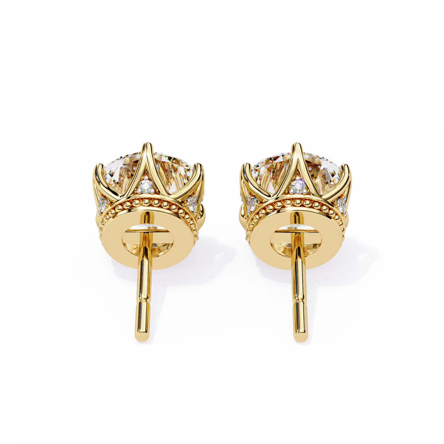 2.62 CTW Round Lab-Grown Diamond Crown-Set Stud Earrings in 14K Gold