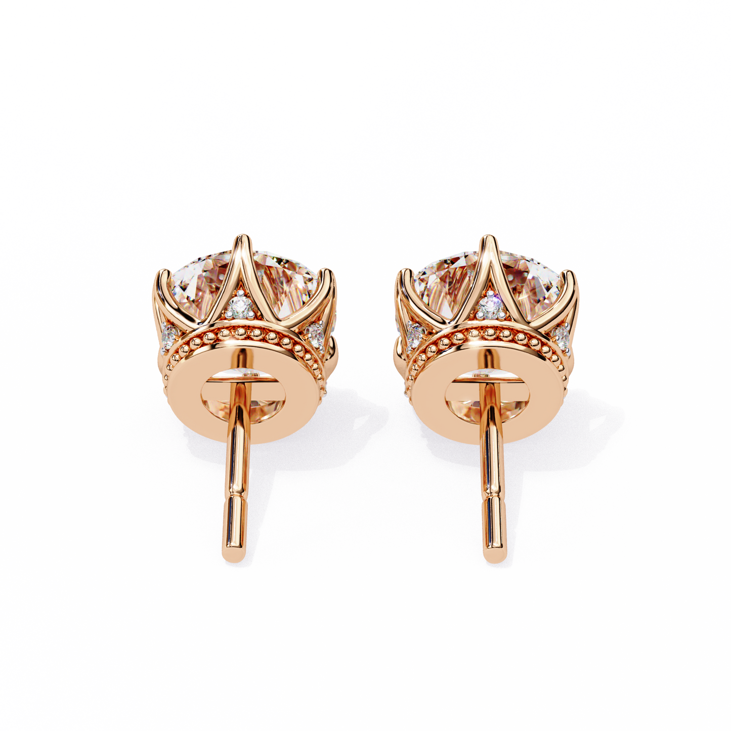 2.62 CTW Round Lab-Grown Diamond Crown-Set Stud Earrings in 14K Gold