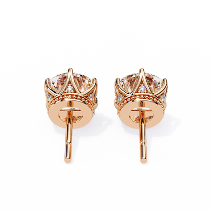 2.62 CTW Round Lab-Grown Diamond Crown-Set Stud Earrings in 14K Gold