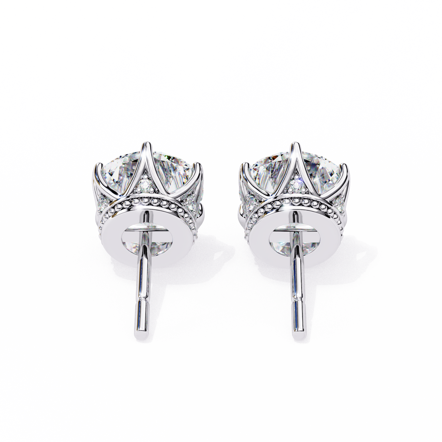 2.62 CTW Round Lab-Grown Diamond Crown-Set Stud Earrings in 14K Gold