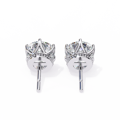 2.62 CTW Round Lab-Grown Diamond Crown-Set Stud Earrings in 14K Gold