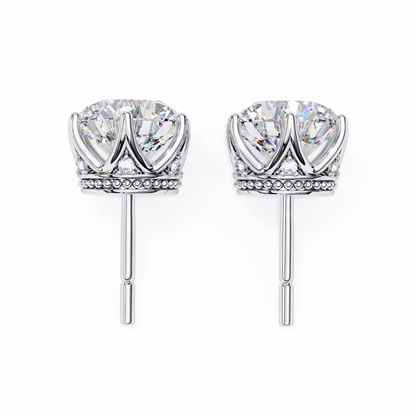 2.62 CTW Round Lab-Grown Diamond Crown-Set Stud Earrings in 14K Gold