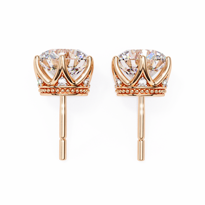 2.62 CTW Round Lab-Grown Diamond Crown-Set Stud Earrings in 14K Gold