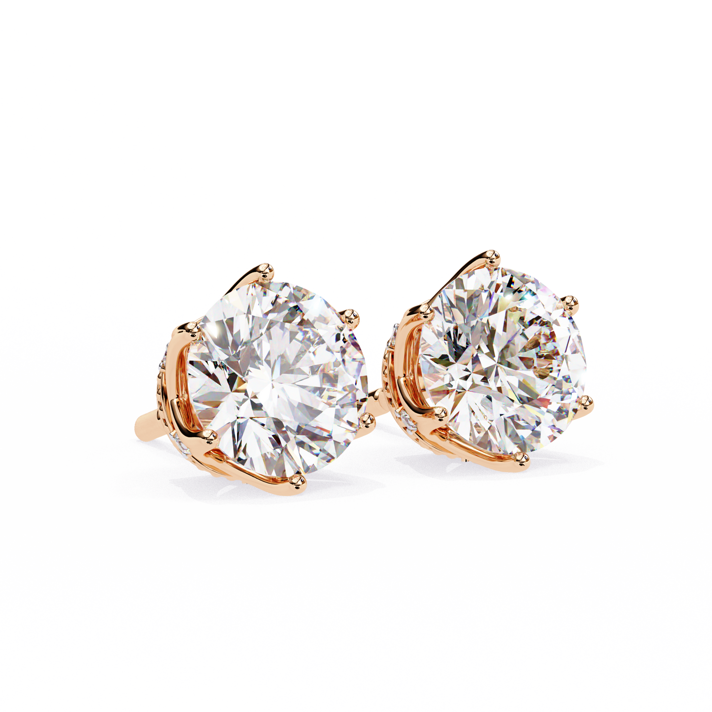 2.62 CTW Round Lab-Grown Diamond Crown-Set Stud Earrings in 14K Gold