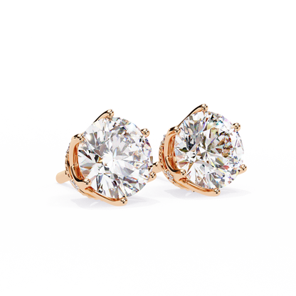 2.62 CTW Round Lab-Grown Diamond Crown-Set Stud Earrings in 14K Gold