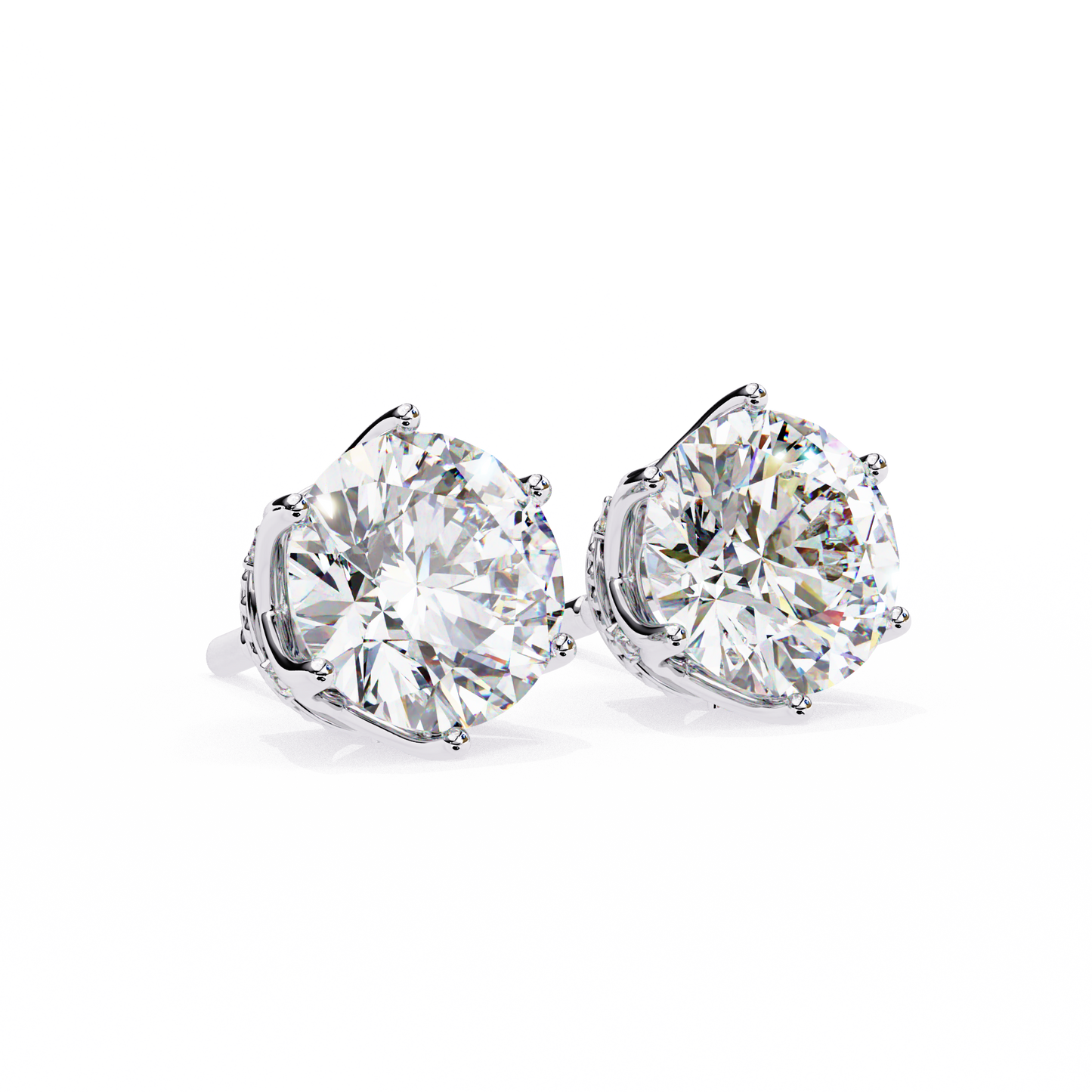 2.62 CTW Round Lab-Grown Diamond Crown-Set Stud Earrings in 14K Gold