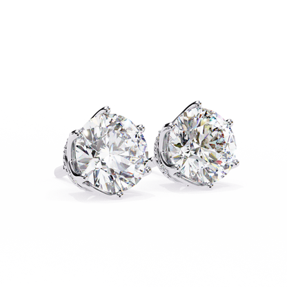 2.62 CTW Round Lab-Grown Diamond Crown-Set Stud Earrings in 14K Gold