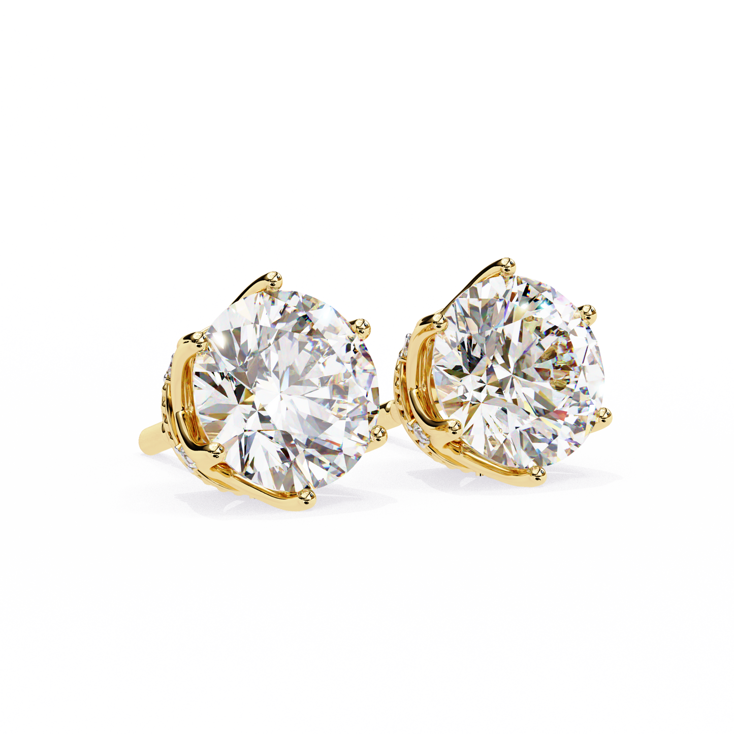 2.62 CTW Round Lab-Grown Diamond Crown-Set Stud Earrings in 14K Gold