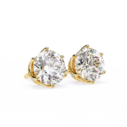 2.62 CTW Round Lab-Grown Diamond Crown-Set Stud Earrings in 14K Gold