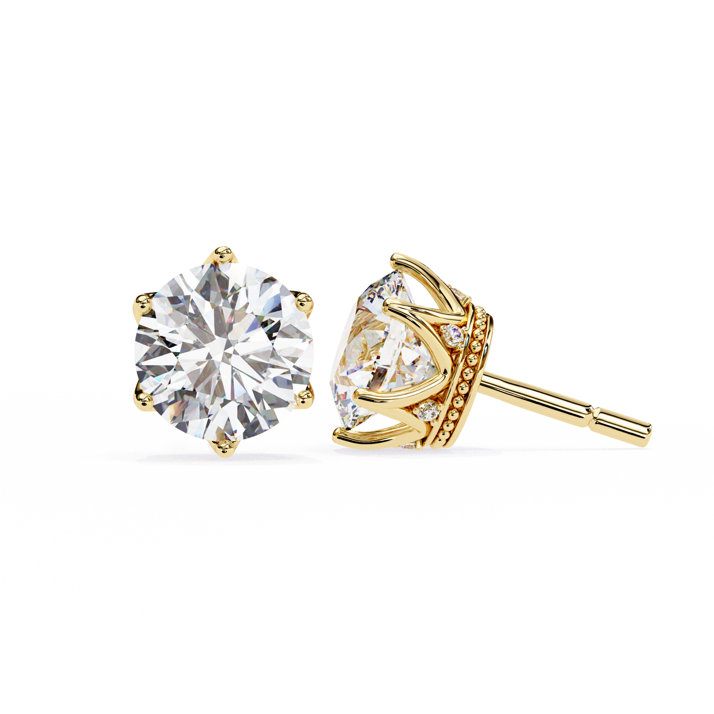 2.62 CTW Round Lab-Grown Diamond Crown-Set Stud Earrings in 14K Gold