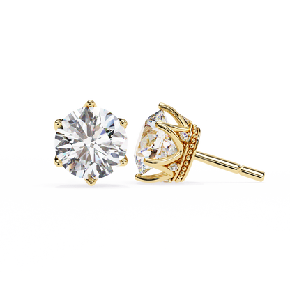 2.62 CTW Round Lab-Grown Diamond Crown-Set Stud Earrings in 14K Gold