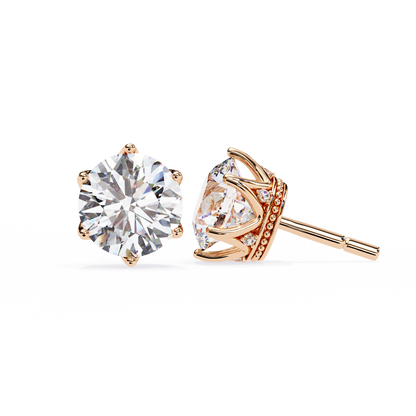 2.62 CTW Round Lab-Grown Diamond Crown-Set Stud Earrings in 14K Gold