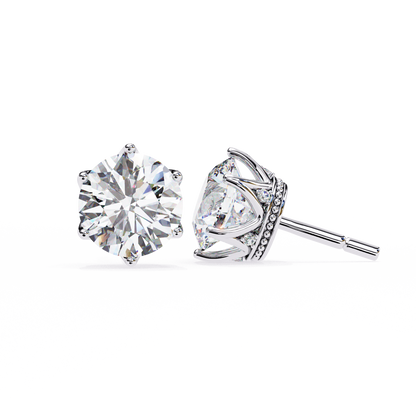 2.62 CTW Round Lab-Grown Diamond Crown-Set Stud Earrings in 14K Gold