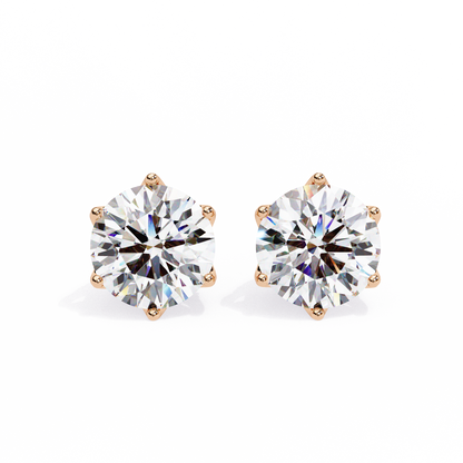 2.62 CTW Round Lab-Grown Diamond Crown-Set Stud Earrings in 14K Gold