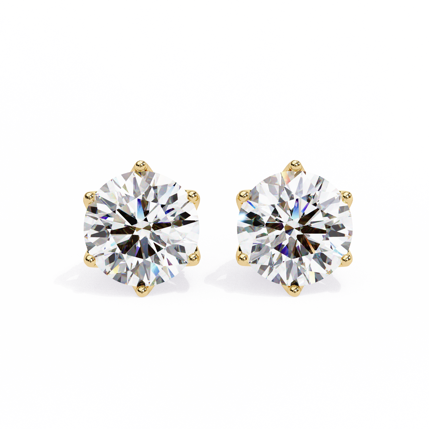 2.62 CTW Round Lab-Grown Diamond Crown-Set Stud Earrings in 14K Gold