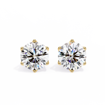 2.62 CTW Round Lab-Grown Diamond Crown-Set Stud Earrings in 14K Gold