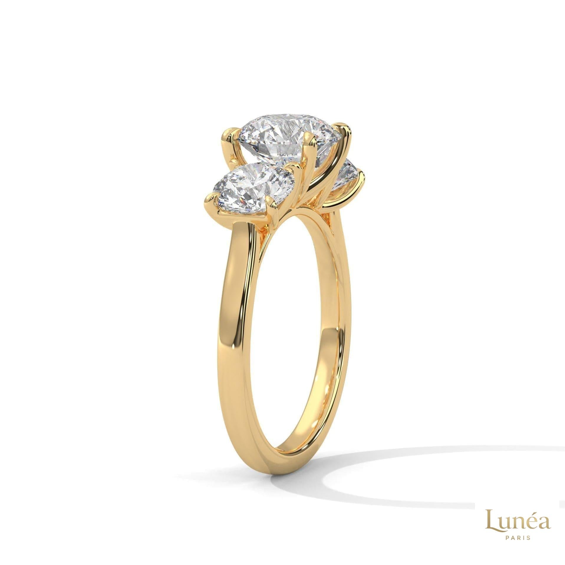 3.60 Ct. Three-Stone Lab Diamond Engagement Ring