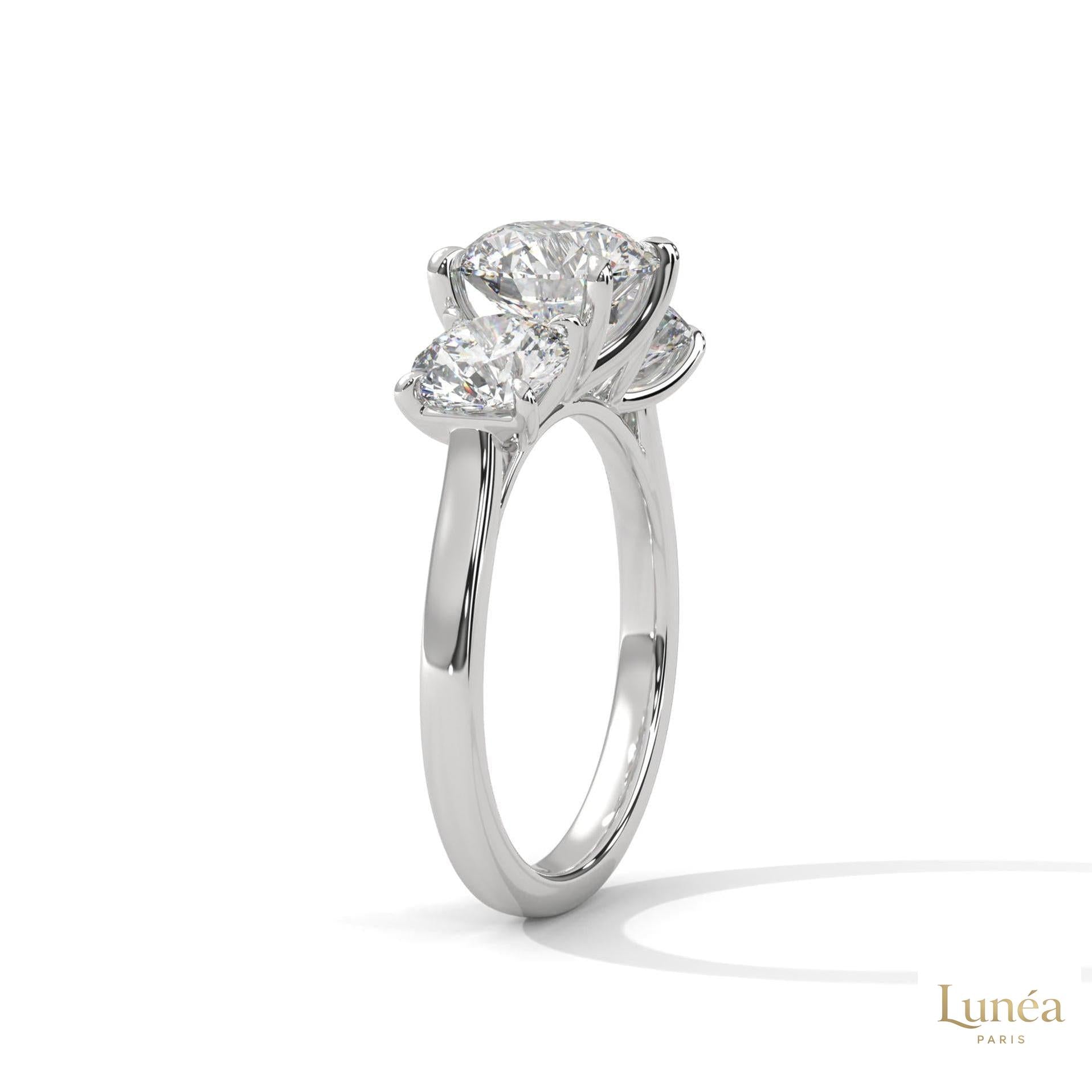 3.60 Ct. Three-Stone Lab Diamond Engagement Ring