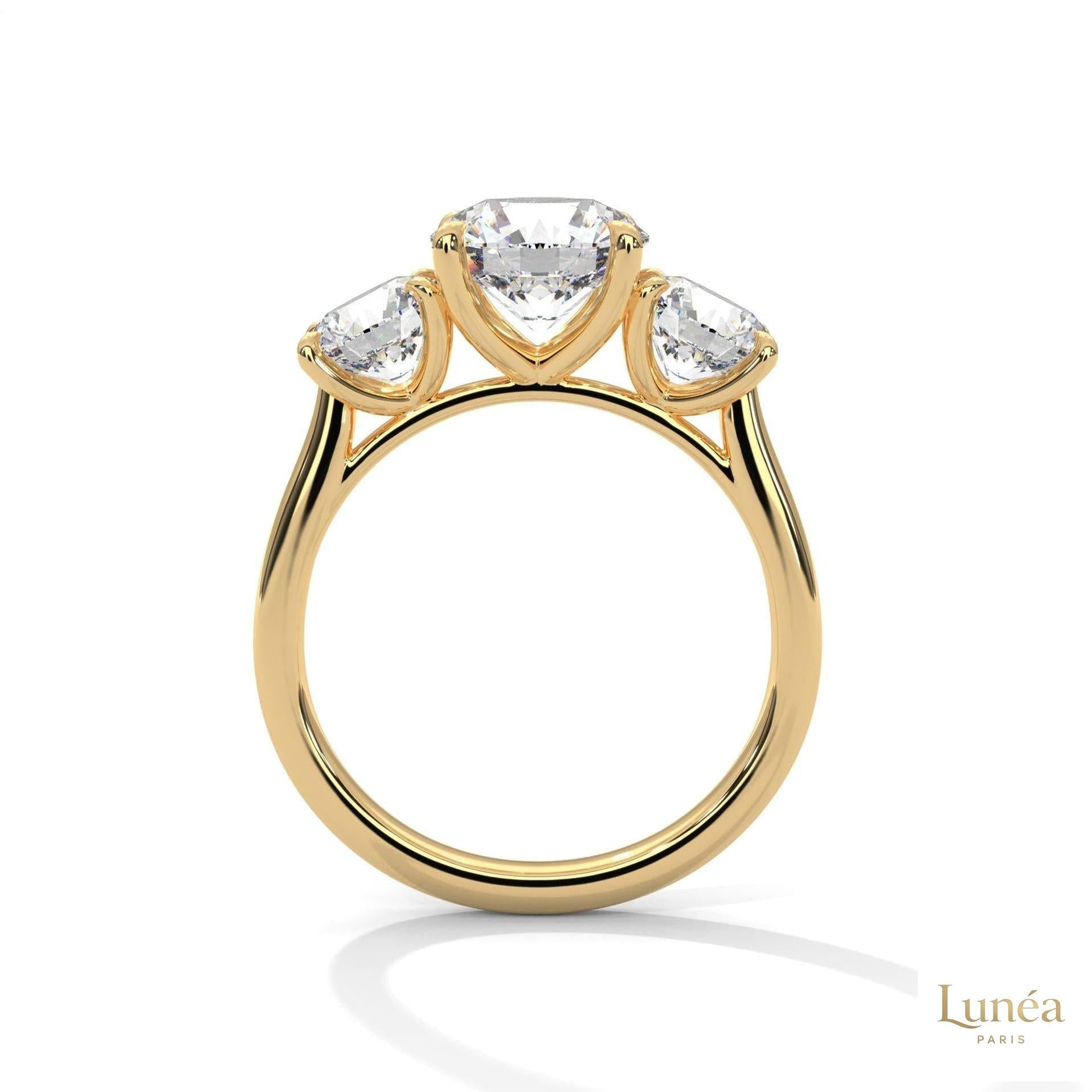 3.60 Ct. Three-Stone Lab Diamond Engagement Ring