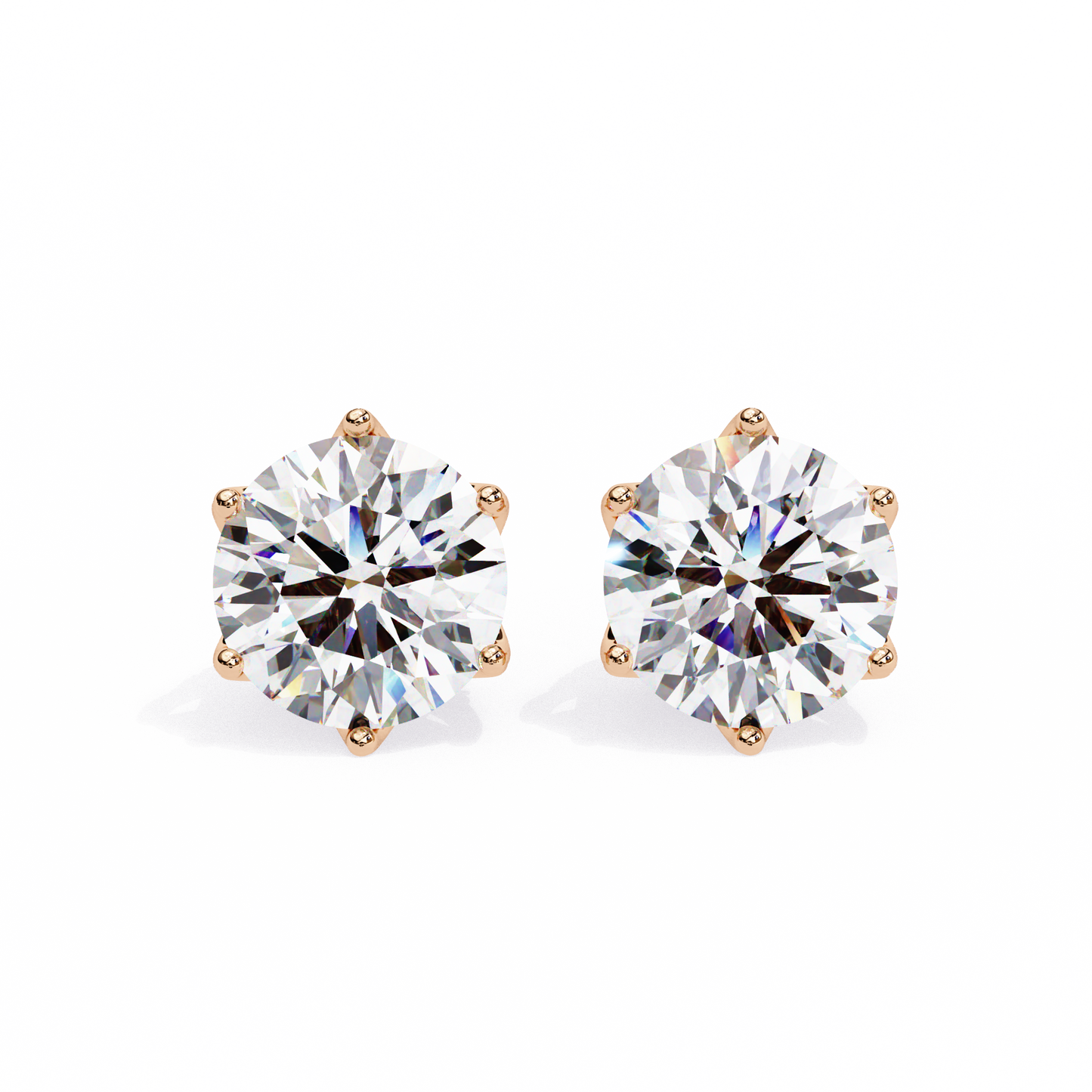 2.62 CTW Round Lab-Grown Diamond Crown-Set Stud Earrings in 14K Gold