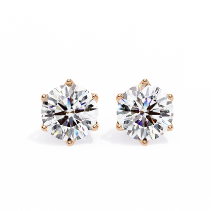 2.62 CTW Round Lab-Grown Diamond Crown-Set Stud Earrings in 14K Gold