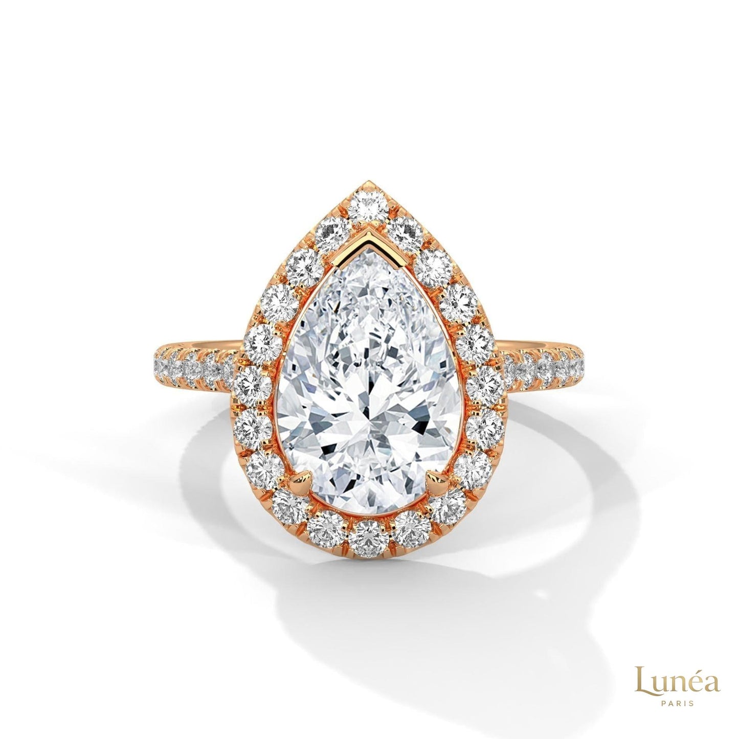 3.75 Ct. Pear Halo Lab Diamond Engagement Ring