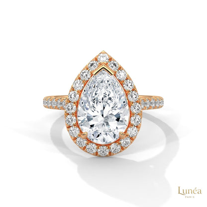 3.75 Ct. Pear Halo Lab Diamond Engagement Ring