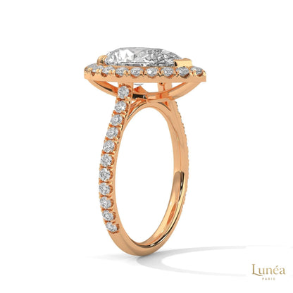 3.75 Ct. Pear Halo Lab Diamond Engagement Ring