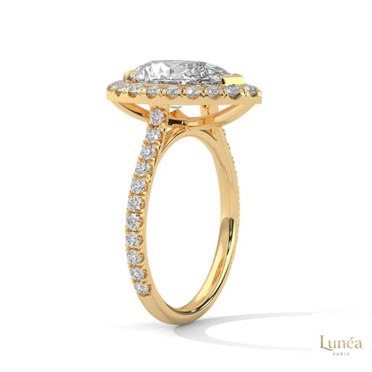 3.75 Ct. Pear Halo Lab Diamond Engagement Ring
