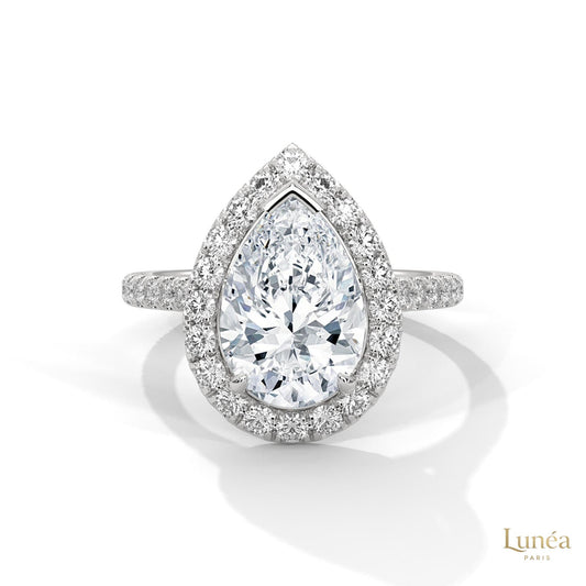 3.75 Ct. Pear Halo Lab Diamond Engagement Ring