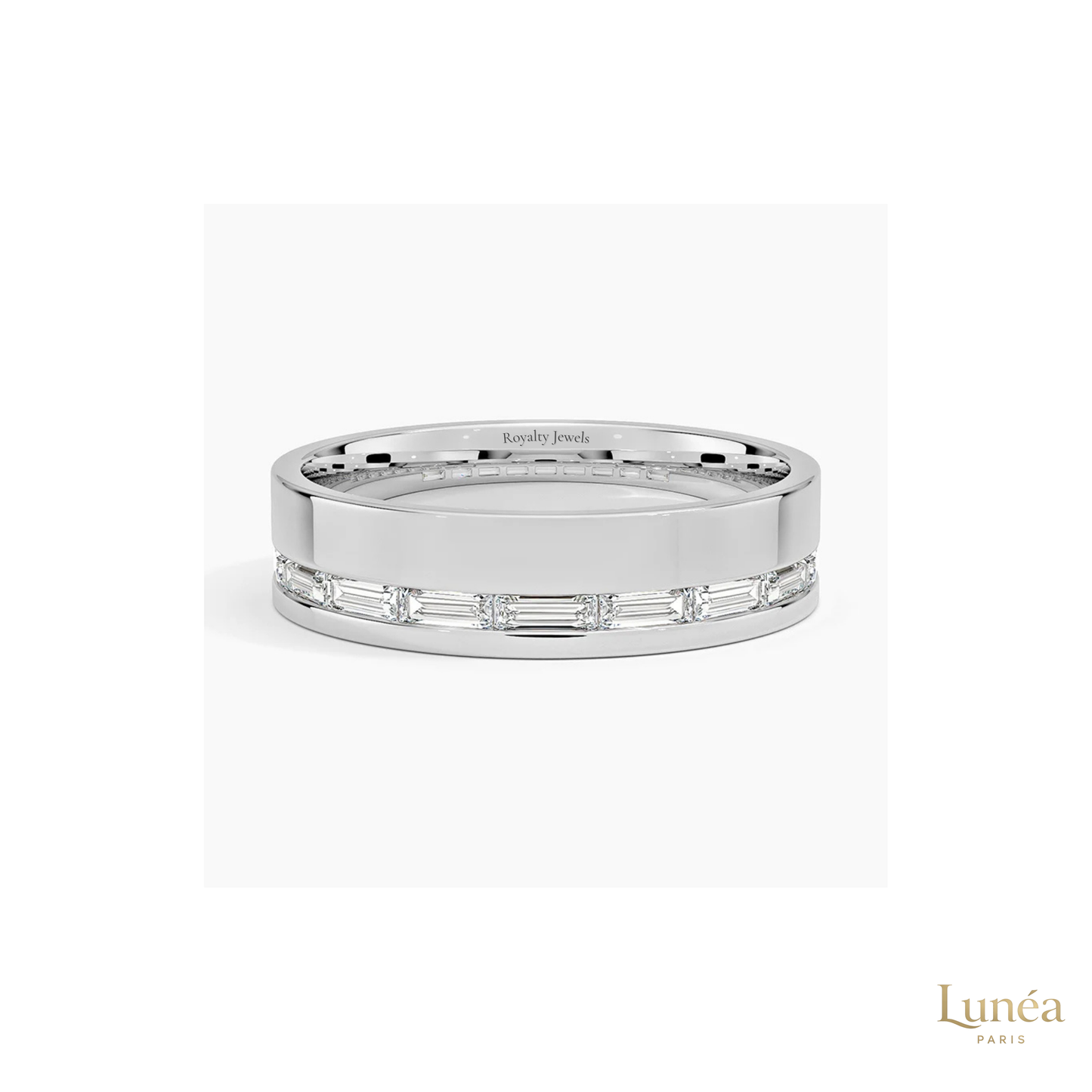 Baguette Lab Diamond Men's Eternity Band | Lab Grown | 14K Gold & Platinum