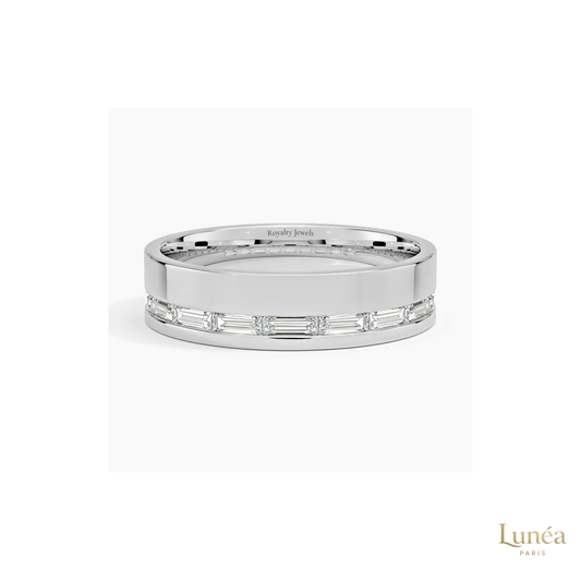 Baguette Lab Diamond Men's Eternity Band | Lab Grown | 14K Gold & Platinum