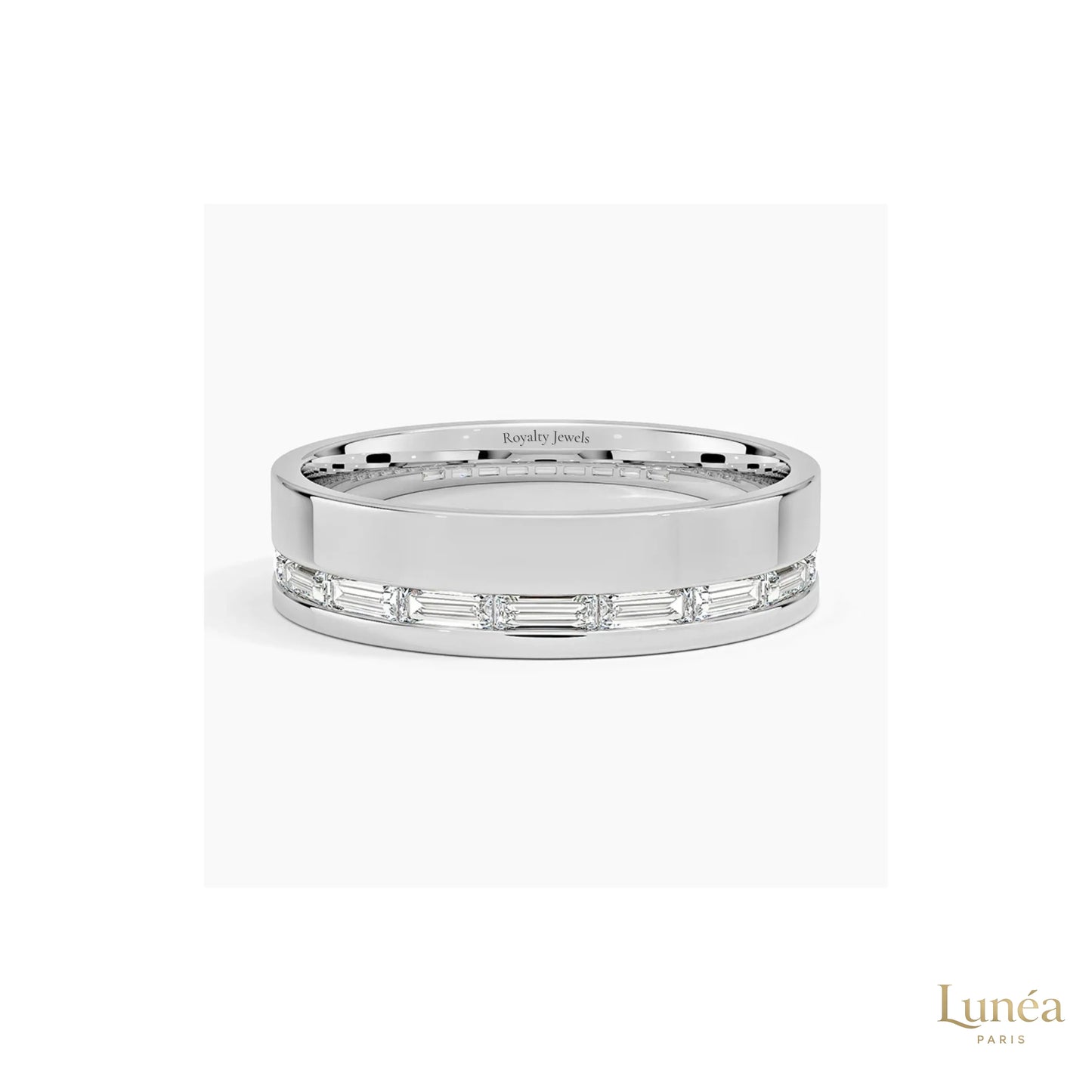 Baguette Lab Diamond Men's Eternity Band | Lab Grown | 14K Gold & Platinum