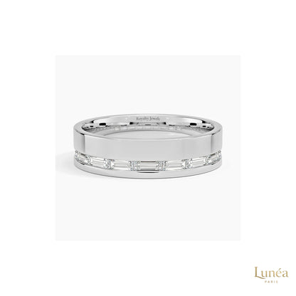 Baguette Lab Diamond Men's Eternity Band | Lab Grown | 14K Gold & Platinum