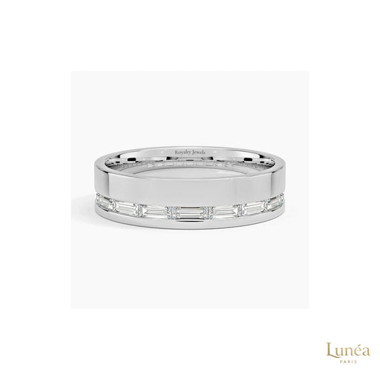 Baguette Lab Diamond Men's Eternity Band | Lab Grown | 14K Gold & Platinum